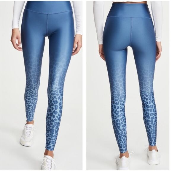 Good American High-rise Tonal Ombre Leggings Sky Leopard Blue Ombre Size 0 - Picture 1 of 14